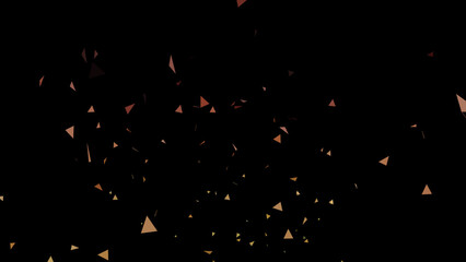 Abstract triangle particles. Pink gold and black. 3d render illustration
