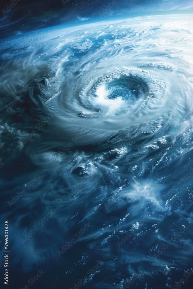 Poster Earth view with a central spiral, suitable for science and technology concepts