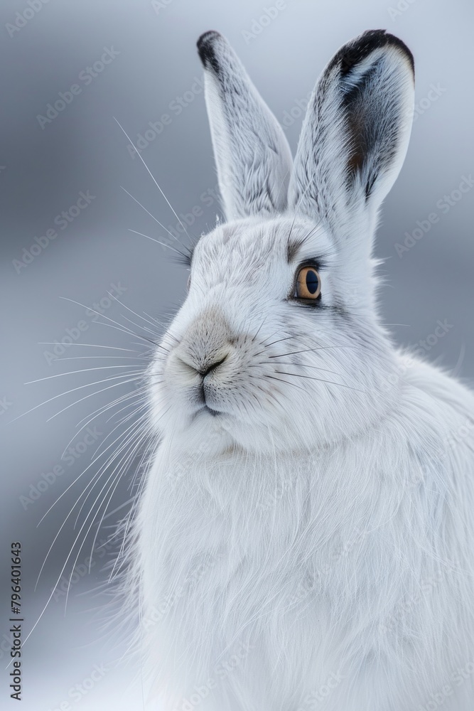 Poster a close up of a rabbit's face with a blurry background. ideal for animal lovers and easter-themed pr