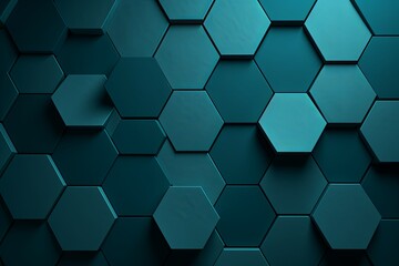 Teal hexagons pattern on teal background. Genetic research, molecular structure. Chemical engineering