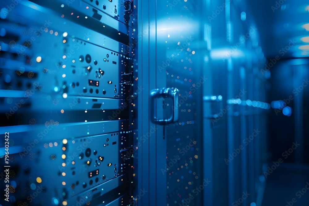 Aufkleber blue background with cyber security digital data protection locker created with technology. concept 