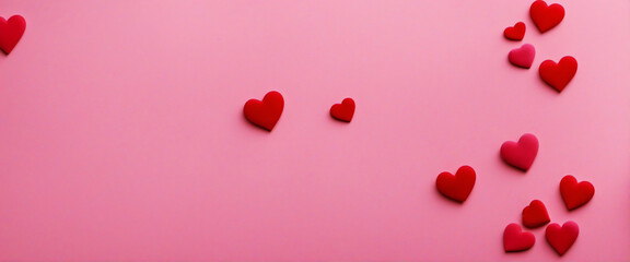 Hearts abstract background in red colors, Happy Valentine's Day 