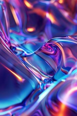 Fototapeta premium 3d render, abstract background with blurred shapes, glossy wavy lines