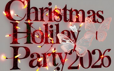Christmas holiday 2026 with butterfly on wall