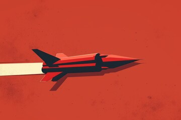 A red and black jet flying through the air. Suitable for aviation industry - obrazy, fototapety, plakaty