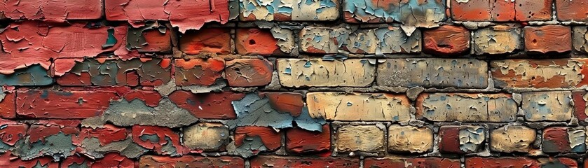 Aged brick wall with varying textures and colors, historical feel, urban photography, emphasize age and texture, no modern graffiti