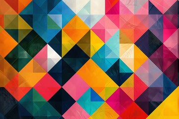 Abstract geometric patterns, repeating shapes in bold colors, vibrant, digital illustration, minimalist design, avoid branded elements