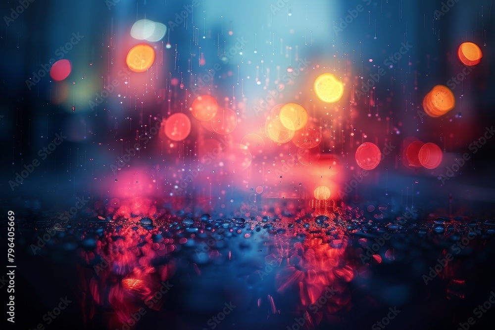 Aufkleber captivating image of multicolored bokeh lights reflected on a wet surface, creating an abstract, vib