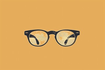 Clear glasses on a vibrant yellow background, perfect for fashion or optical concepts
