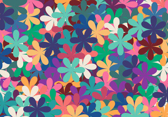 Multicolored flowers, abstract background, vector