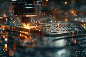 Obraz premium Close up of a machine emitting sparks, suitable for industrial concepts