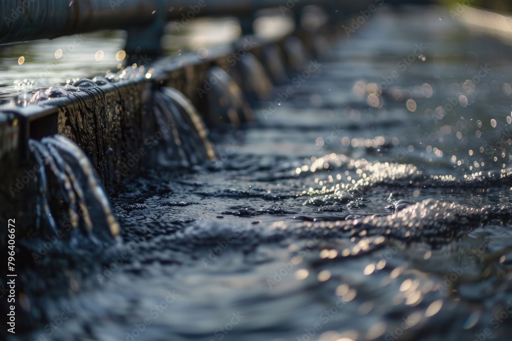 Poster close up of a fountain with water flowing. suitable for various design projects