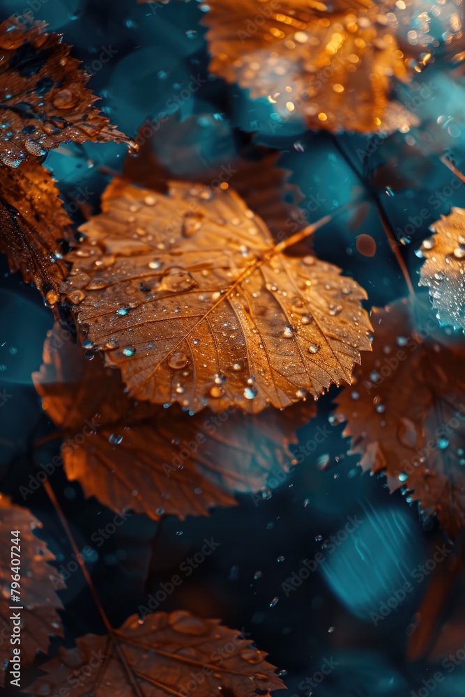 Poster a bunch of leaves floating in water. ideal for nature and environmental concepts