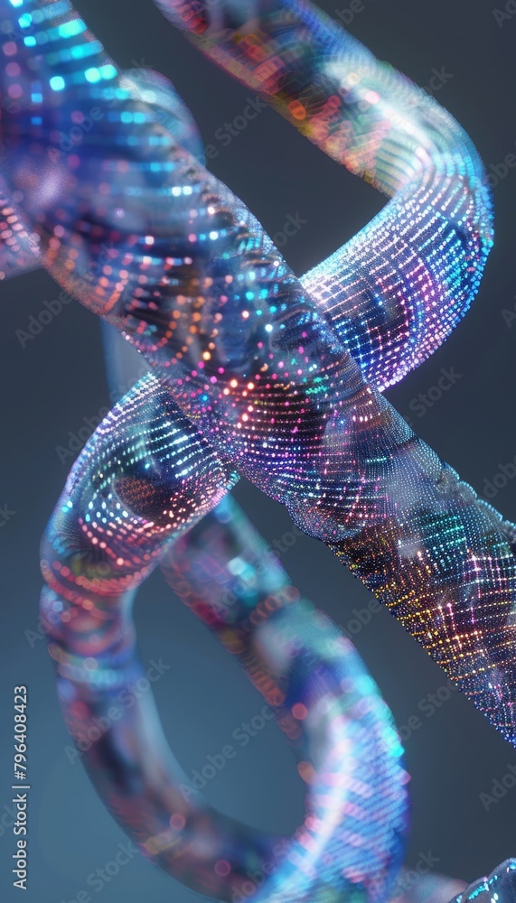 Poster Vibrant data cables transmitting information in a luminous and glowing background - Posters
