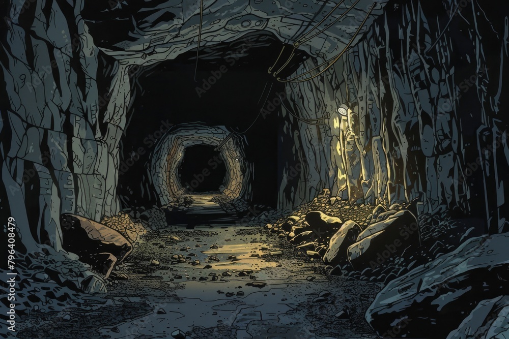 Aufkleber dark tunnel with a light at the end, suitable for concepts of hope and overcoming obstacles