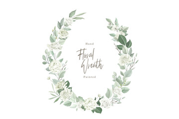 hand drawn green floral wreath illustration