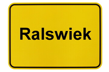 Fototapeta premium Illustration eines Ortsschildes der Gemeinde Ralswiek in Mecklenburg-Vorpommern