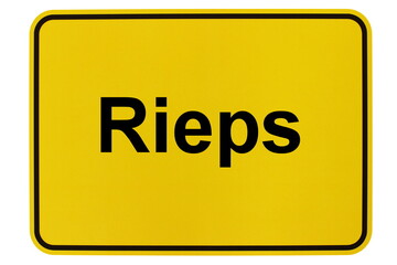 Illustration eines Ortsschildes der Gemeinde Rieps in Mecklenburg-Vorpommern - obrazy, fototapety, plakaty