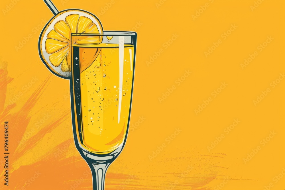 Aufkleber refreshing glass of beer with a lemon slice and a straw. suitable for summer drink concepts