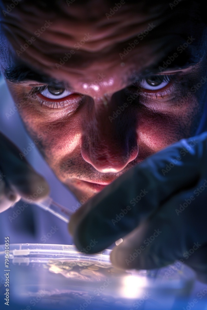 Aufkleber a close-up of a person working in a laboratory. suitable for scientific and research concepts