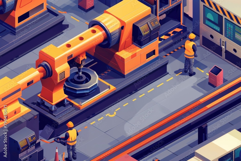 Poster a man working on a machine in a factory. suitable for industrial concepts