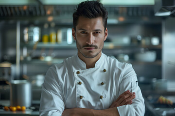 Fototapeta premium Smart Male Chef in Kitchen