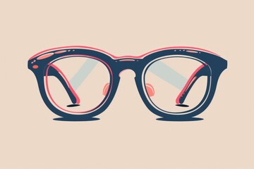 A pair of glasses on a neutral beige background. Suitable for various design projects - obrazy, fototapety, plakaty