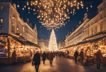 Obraz premium Beautiful and romantic Christmas markets.Winter Magic. 