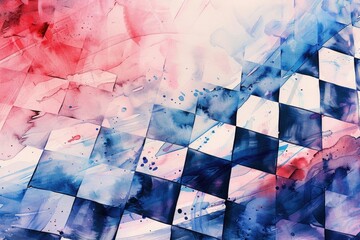 Watercolor painting of a checkered pattern, suitable for backgrounds and textile designs - obrazy, fototapety, plakaty