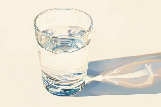 A simple image of a glass of water on a table. Suitable for various design projects
