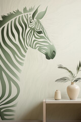 Stylish baby room interior with head of zebra