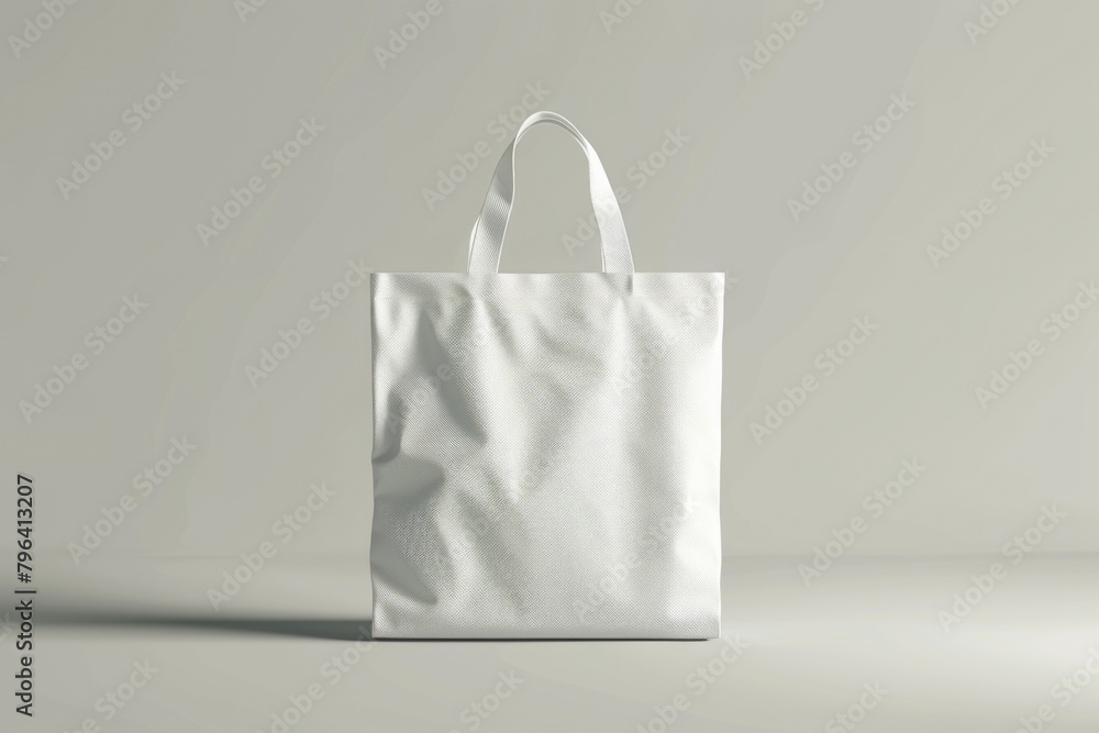 Poster a simple white tote bag on a plain background. ideal for product showcase