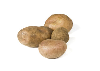 isolated raw potatoes on  white background