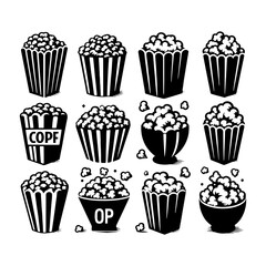 Delicious Popcorn Silhouette - Perfect for Any Project, Popcorn Illustration
