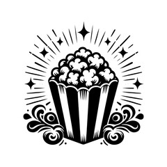 Irresistible Popcorn Silhouette - Enhance Your Creativity, Minimallest Popcorn Vector
