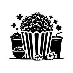 Classic Popcorn Silhouette - Perfect for Your Designs, Minimallest Popcorn Vector
