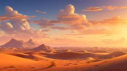 Naklejka premium Tranquil desert landscape with rolling sand dunes
