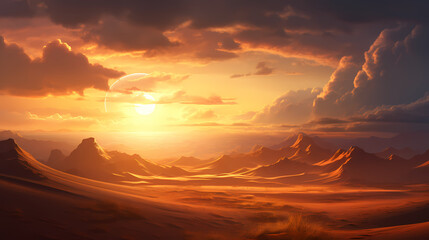 Tranquil desert landscape with rolling sand dunes