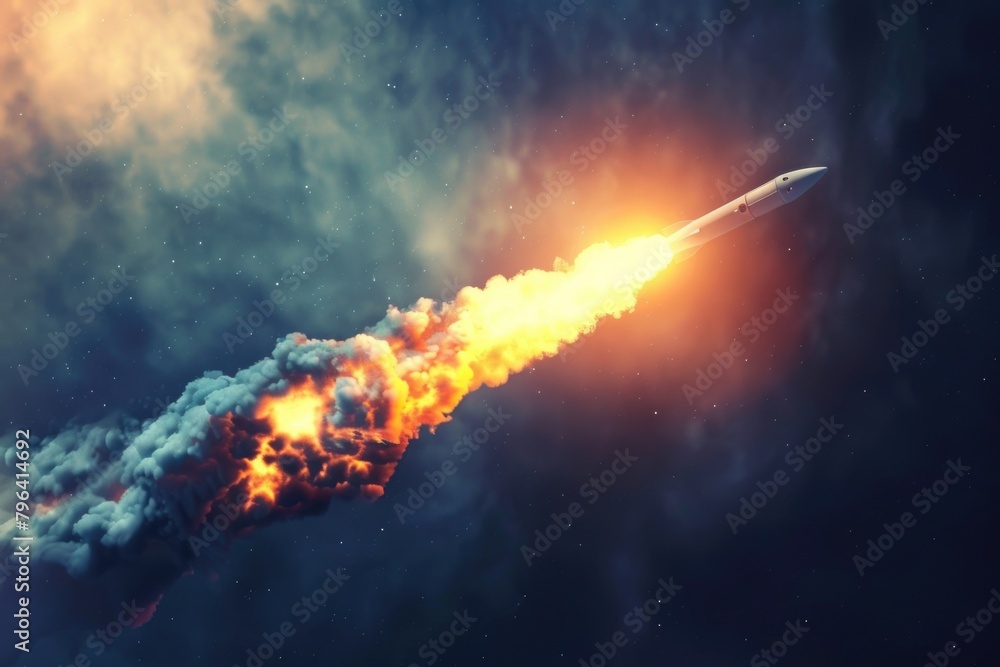 Poster a jet plane flying with smoke trailing behind it. ideal for aviation or emergency concepts