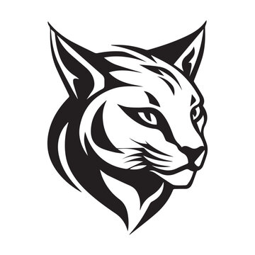recommend clip art: Black bobcat mascot logo icon on white background