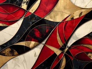 Fototapeta premium Abstract red black and gold linear luxury backdrop