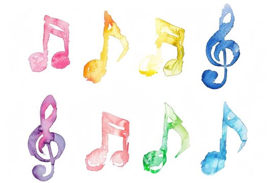 Vibrant musical notes in various hues, ideal for music-themed designs