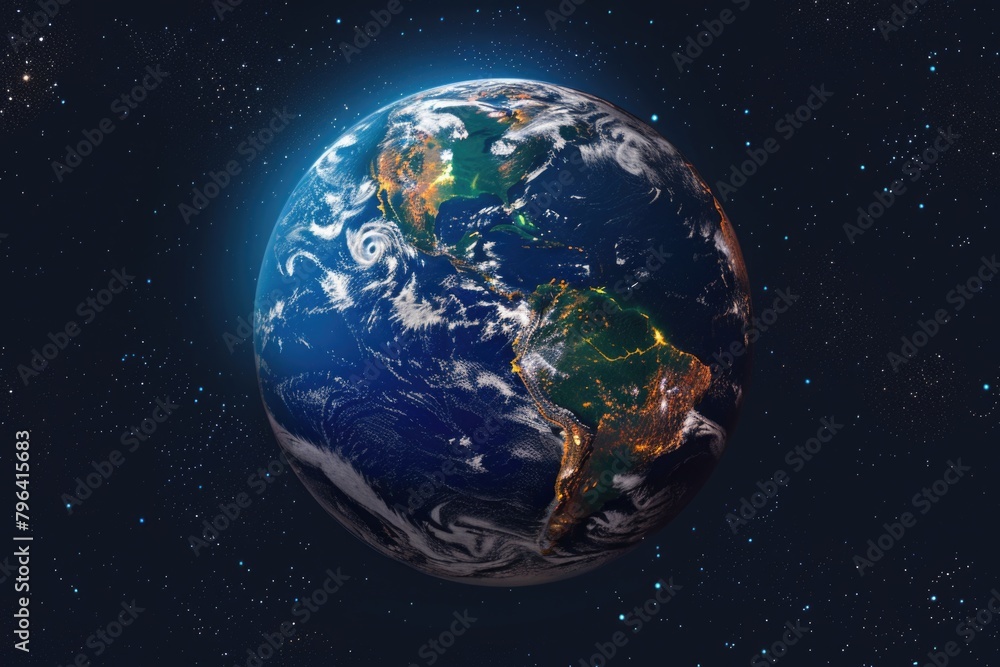 Aufkleber A view of the earth from space with stars in the background. Ideal for science or astronomy projects
