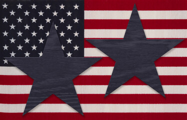 Obraz premium US flag with stars and stripes and blue stars
