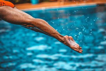 Diver displaying elegance suspended mid air, embodying olympic sport grace and precision