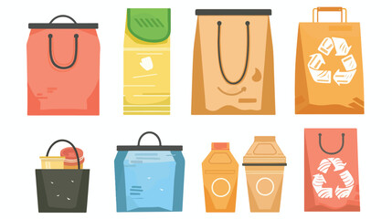 Different paper bags recycling vector illustration