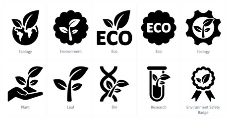 A set of 10 Ecology icons as ecology, environment, eco