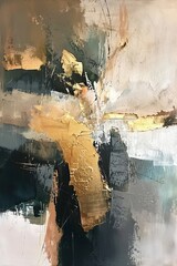 earthy tones with a little gold foil, abstract painting dynamic motion