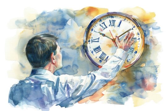 A man holding a clock, perfect for time management concepts