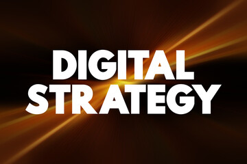 Digital Strategy - application of digital technologies to business models to form new differentiating business capabilities, text concept background - 796422661
